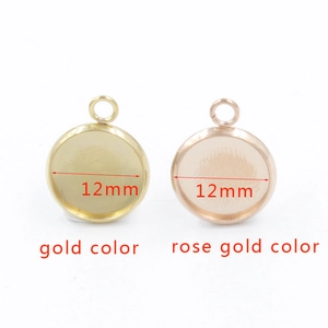 12mm gold and rose gold stainless steel round pendant base trays for DIY jewelry