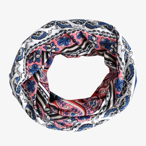 Bohemian style fleece-lined neck warmer and headscarf with ethnic pattern