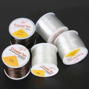 Elastic beaded crystal thread for DIY jewelry in clear and dark coffee colors, 100m length