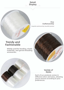 Detailed view of Crystal Tec elastic beading cords in 0.8mm and 1.0mm thicknesses