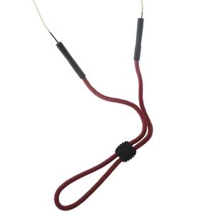 Durable burgundy braided eyewear retainer with adjustable black sliders for sunglasses