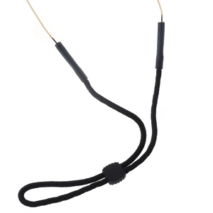 Adjustable black braided sport eyewear lanyard strap with anti-slip rubber loops