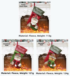 Detailed view of high-quality Christmas stockings with 3D Santa and reindeer characters
