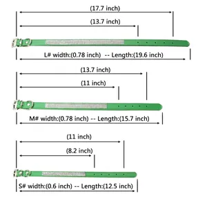 Sparkling faux leather pet collar sizing guide with adjustable length measurements for dogs