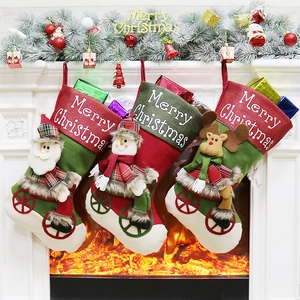 Christmas Stockings Felt Non Woven Fabric Santa Snowman Reindeer Hanging Fireplace Mantel Decor Large Candy Gift Bags