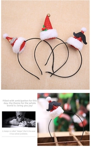 Detailed view of sequined Christmas hat headbands with Merry Christmas embroidery