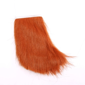 Orange-red synthetic fiber hair curtain for DIY doll wigs and extensions on white background