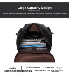 Innenansicht des schwarzen Laptop-Rucksacks mit Platz für einen 15,6 Zoll Computer