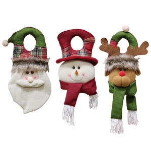 Copribottiglie natalizi con Babbo Natale, pupazzo di neve e renna in tessuto colorato