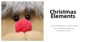Close-up of Christmas plush reindeer decoration with red nose and gray faux fur detail