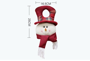 Detail showing dimensions of the plush Christmas snowman door hanging decoration