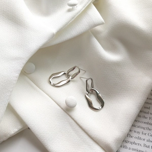 925 sterling silver geometric double hoop earrings with irregular polished finish