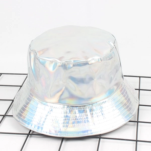 Chapeau bob holographique 3D laser avec effet arc-en-ciel sur support métallique