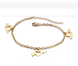 Detailed dimensions of the gold titanium heart arrow anklet with 225mm length