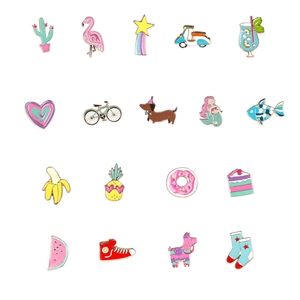 Set of 20 assorted enamel pins featuring flamingo, mermaid, and cute animal patterns