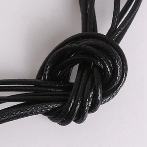 2mm black Korean wax cord necklace rope with braided texture for DIY jewelry making