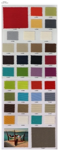 Detailed color chart for outdoor chair cushions showing fabric textures and numeric codes