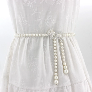 Chaîne De Taille En Künstliche Perles Élégante Pour Femmes Avec Breloque Nœud En Alliage Strass Crochet Réglable Gland Décor Robe