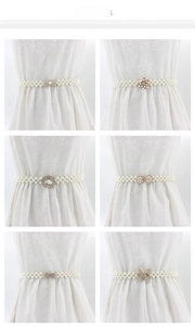 Vues détaillées de chaînes de taille en perles avec diverses boucles en strass