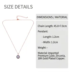 Roségouden Evil Eye ketting met blauw-witte zirkoon hanger, lengte 45+7 cm ketting