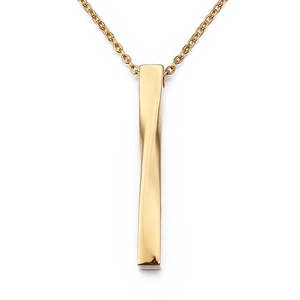 Twisted Bar Pendant Stainless Steel Minimalist Geometric High Polished Jewelry Accessory For Men Women No Chain