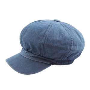 Classic dark blue denim newsboy cap featuring a vintage eight-piece panel design
