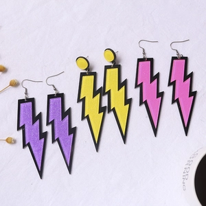 Lightning Bolt Dangle Earrings Glitter Acrylic Nightclub Party Exaggerated Neon Jewelry For Women