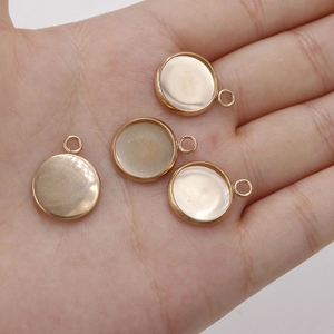 Handheld gold stainless steel pendant base settings for DIY jewelry making from 6 to 12mm
