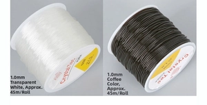 1.0mm Crystal Tec elastic stretch cord for DIY beading in clear white and coffee brown colors