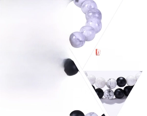 Detail view of 8mm matte black beads and white turquoise stones in a beaded bracelet set