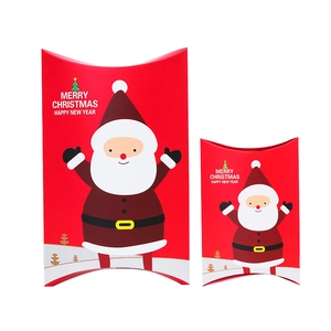 Red Christmas pillow candy boxes with Santa Claus patterns in two different sizes