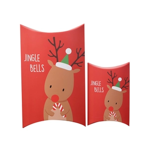 Red Christmas reindeer pillow gift boxes in two sizes with Jingle Bells text