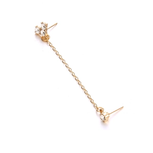 Minimalist gold chain earrings with sparkling crystals and a dangling link design