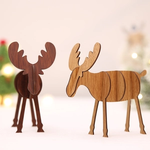 DIY wooden reindeer Christmas ornaments featuring handcrafted interlocking design