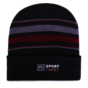 Winter Beanie Hat Knitted Striped Fleece Lined Warm Ski Cap For Men Women Sports Style