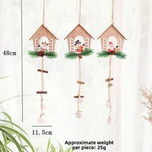Detailed view of 48cm wooden Christmas ornaments featuring reindeer, snowman and Santa motifs