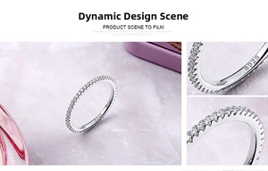 Macro detail of S925 sterling silver ring showing precise hallmark and cubic zirconia stones