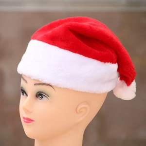 Christmas Hat Classic Soft Plush Red White Holiday Party Costume Accessory For Adults And Kids