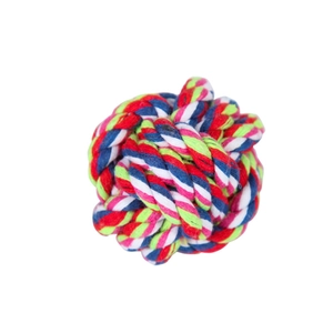 Durable cotton rope knot ball pet toy for dogs in vibrant multi-color woven design