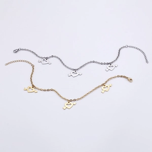Fashionable titanium steel heart anklets in gold and silver finish with lobster clasp