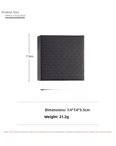 Detail showing 7.4x7.4x3.5cm dimensions for the minimalist jewelry gift box packaging