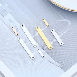 Polished rectangular stainless steel jewelry pendants for DIY bracelets in various colors