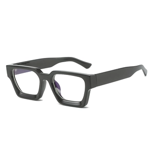 Retro black thick frame blue light blocking glasses with glossy finish at 45-degree angle