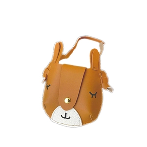 Cute brown animal-shaped leather crossbody bag for kids with minimalist design