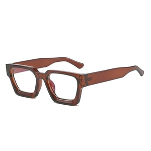 Retro amber tortoiseshell thick frame glasses with oversized square lenses and flat top