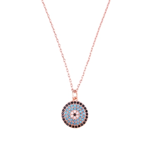 Prachtige Evil Eye hanger ketting in roségoud met ingelegde zirkonia decoratie