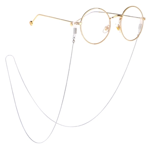 Slim metal chain for round gold frame glasses with non-slip rubber loop connectors