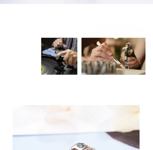 Detailed craftsmanship view showing polishing process and a tri-color textured ring
