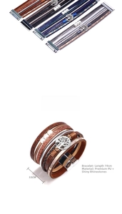 Detailed view of multilayer tree of life bracelet with dimensions 19cm by 3.5cm