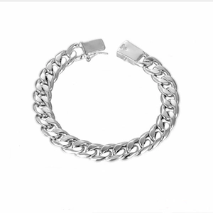 Bracelet gourmette bicolore en argent poli avec poinçon 925 sur fond blanc épuré